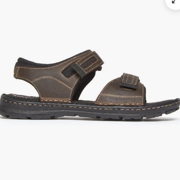 Rockport  Men’s Darwyn Leather Quarter Strap Sandal Brown NEW NIB - Picture 4 of 11